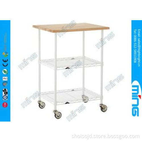 Custom 3 Tiers Chrome Wire Shelving Flat Shelf Trolley , 10